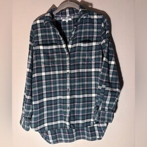 Madewell Plaid Button Down Shirt - Green and Pink
